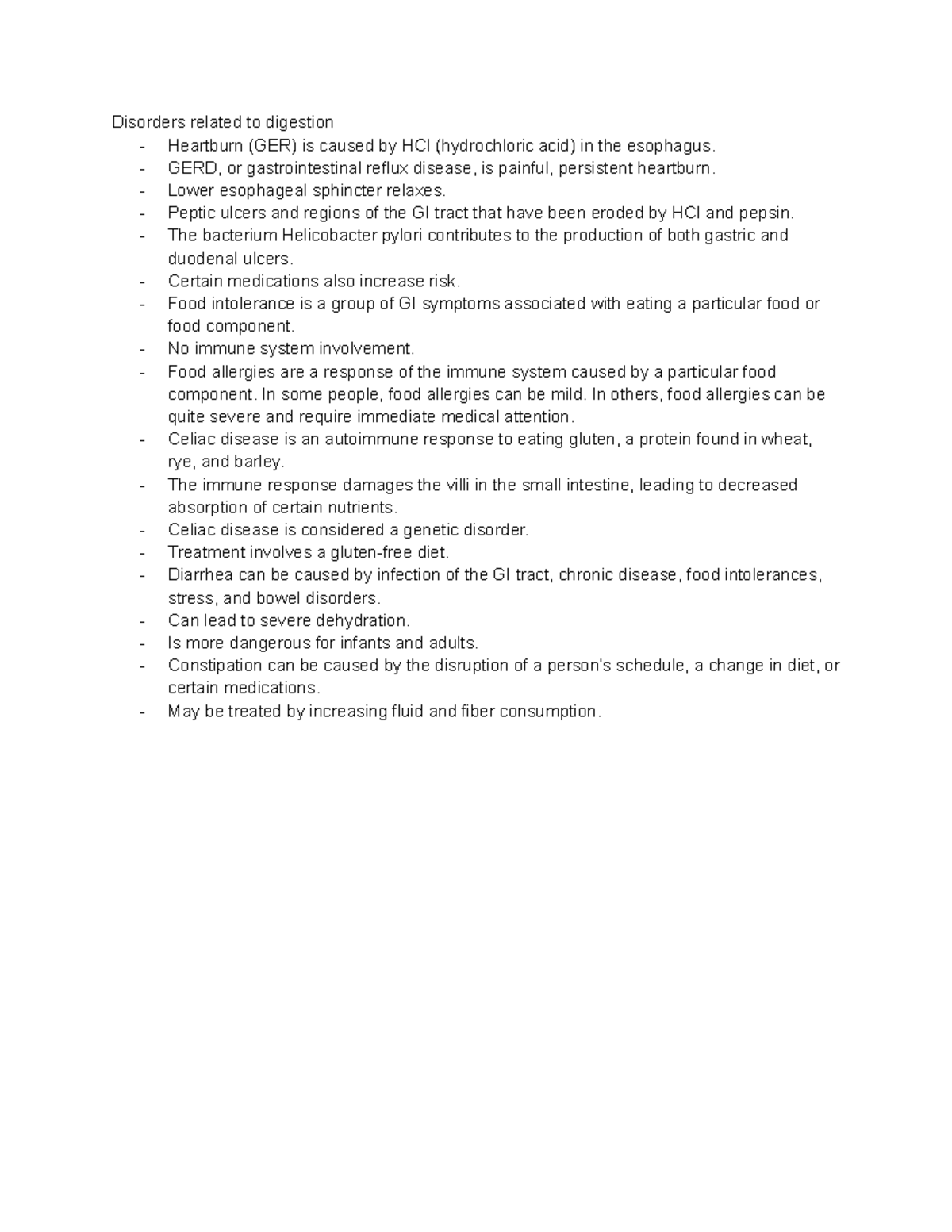 Human Nut Notes 2 3 Disorders related to digestion Heartburn (GER