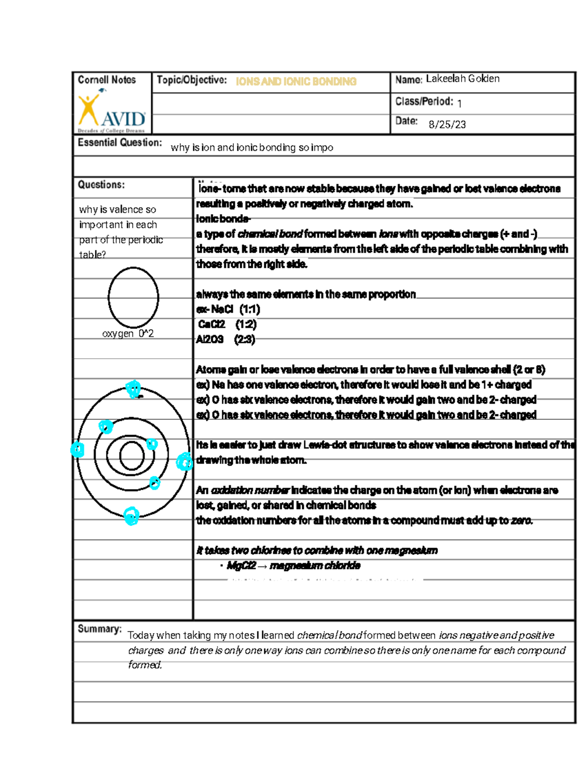 Kami Export - Ions & Ionic Bonding Notes - Studocu