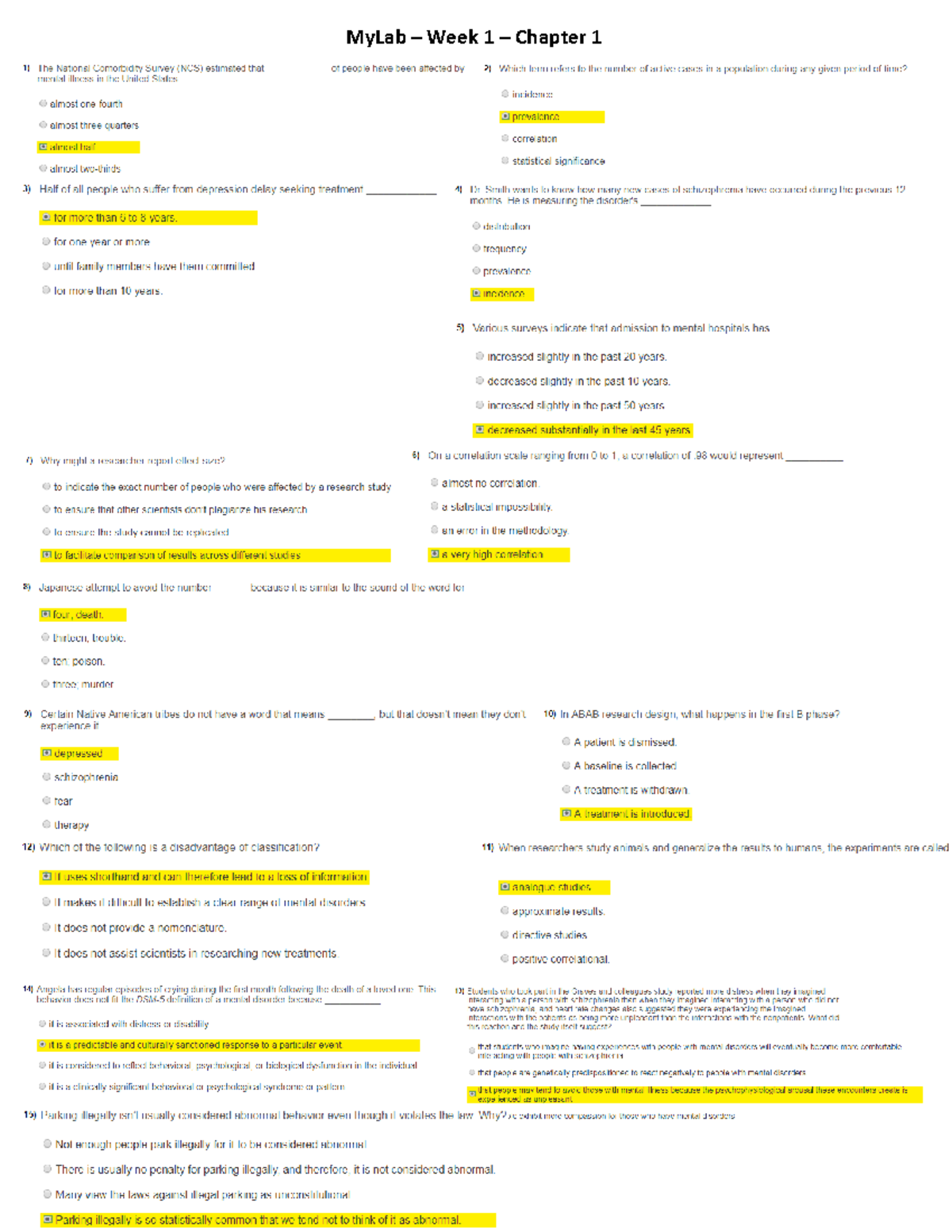 My Lab - Week 1 - Chapter 1 Exam Revision - PSY30010 - MyLab – Week 1 ...