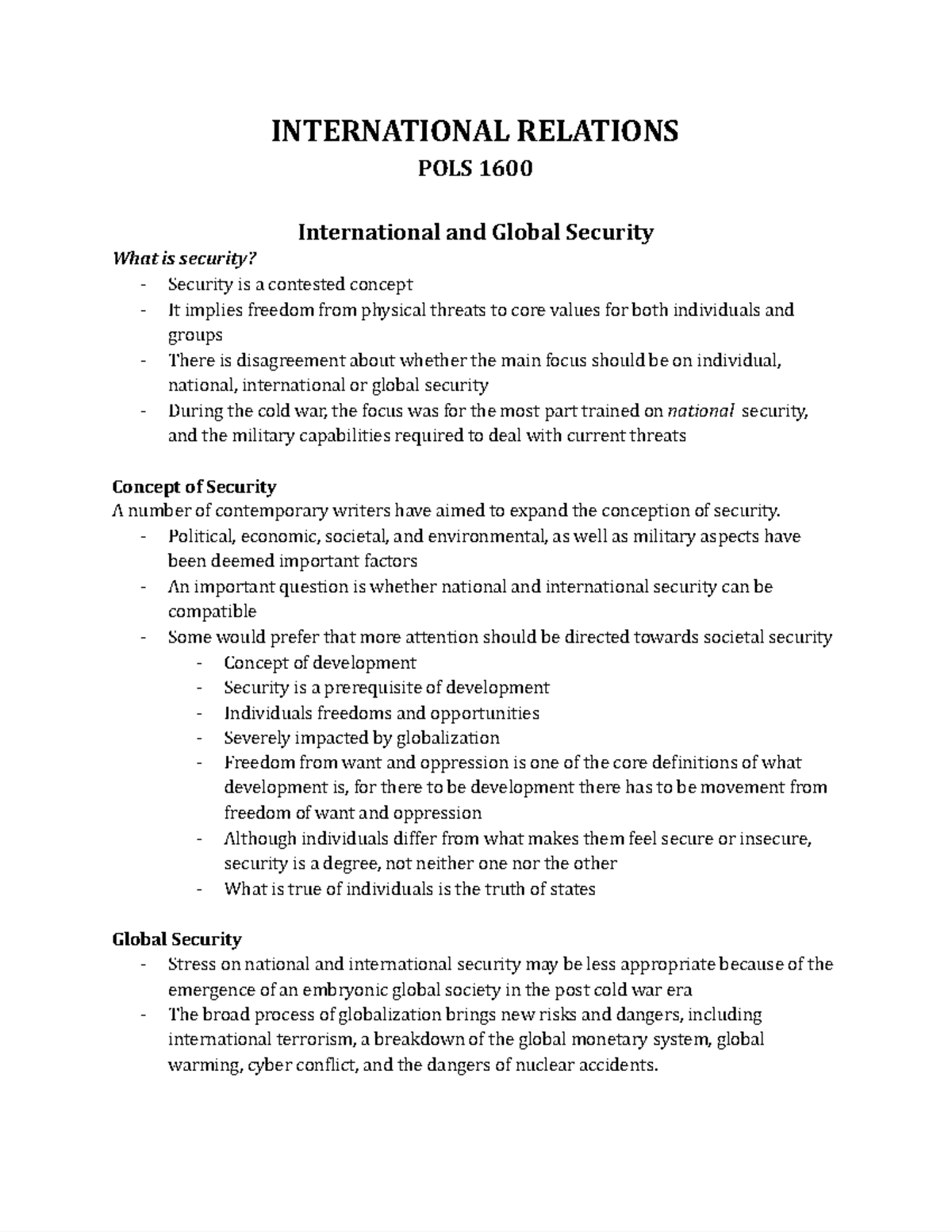 International Relations Notes - Google Docs - INTERNATIONAL RELATIONS ...