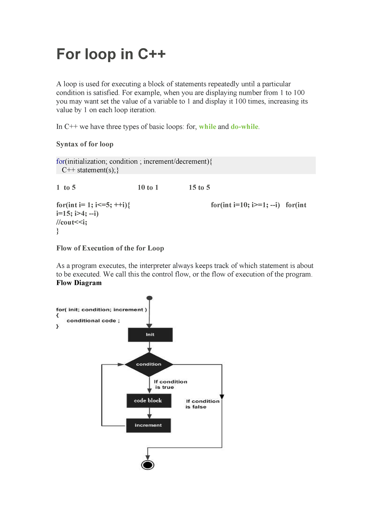 Day 6 Loop In C++ - Lecture Notes - For Loop In C++ A Loop Is Used For ...