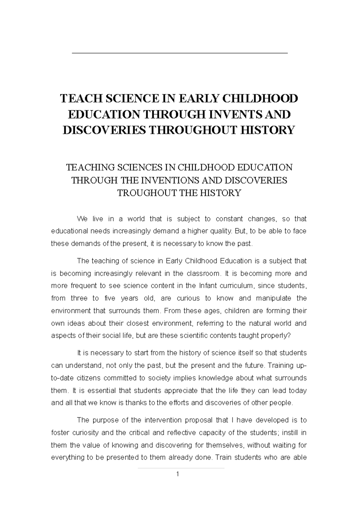 Teach Science IN Early Childhood Education Through Invents AND