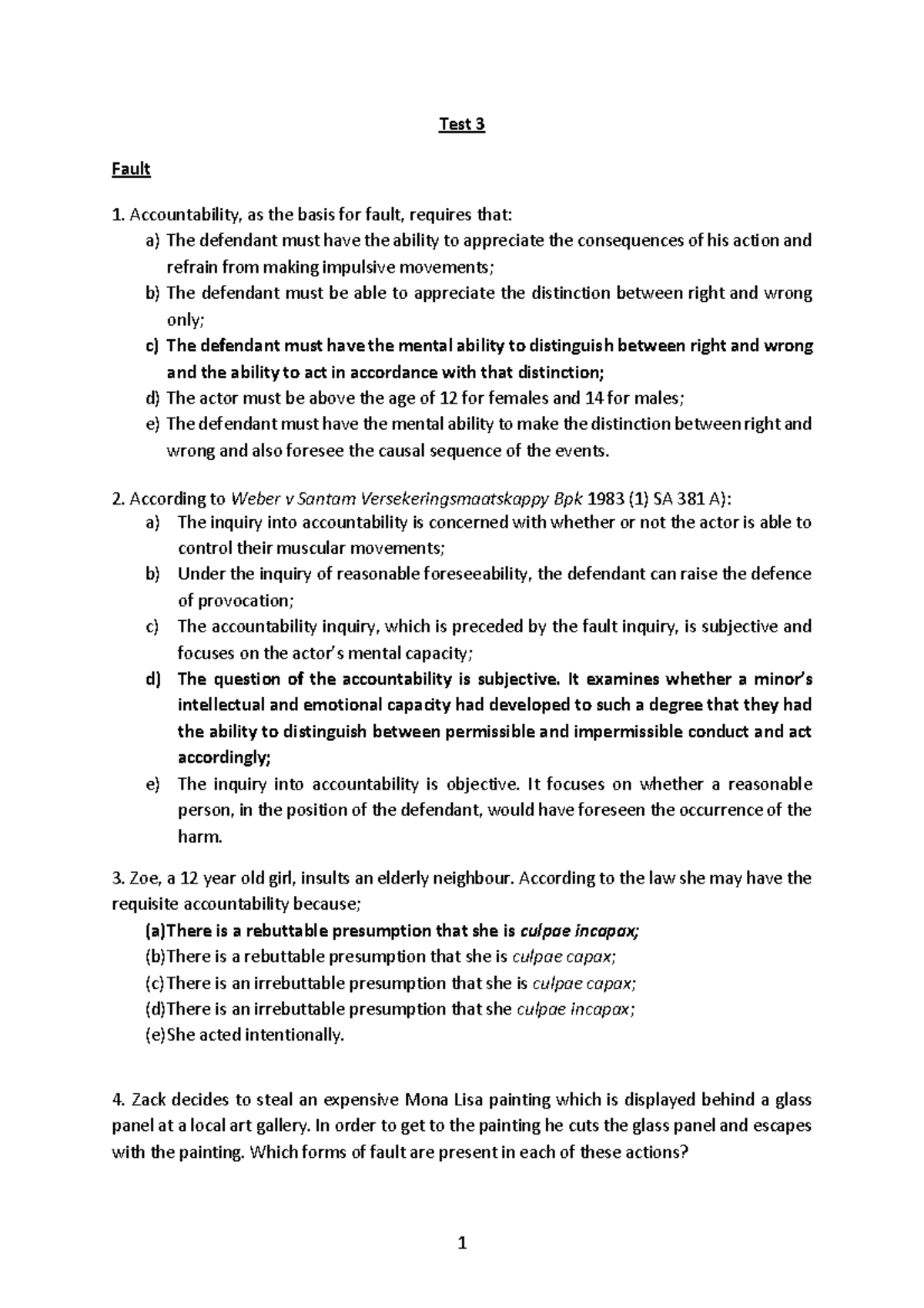 NEG Test 3 - Memorandum law of payment - Test 3 Fault Accountability ...