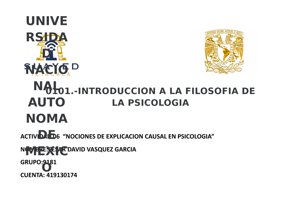 Nociones De Explicasion Causal En Psicologia Introduccion A La Filosofia De La Psicologia 5715