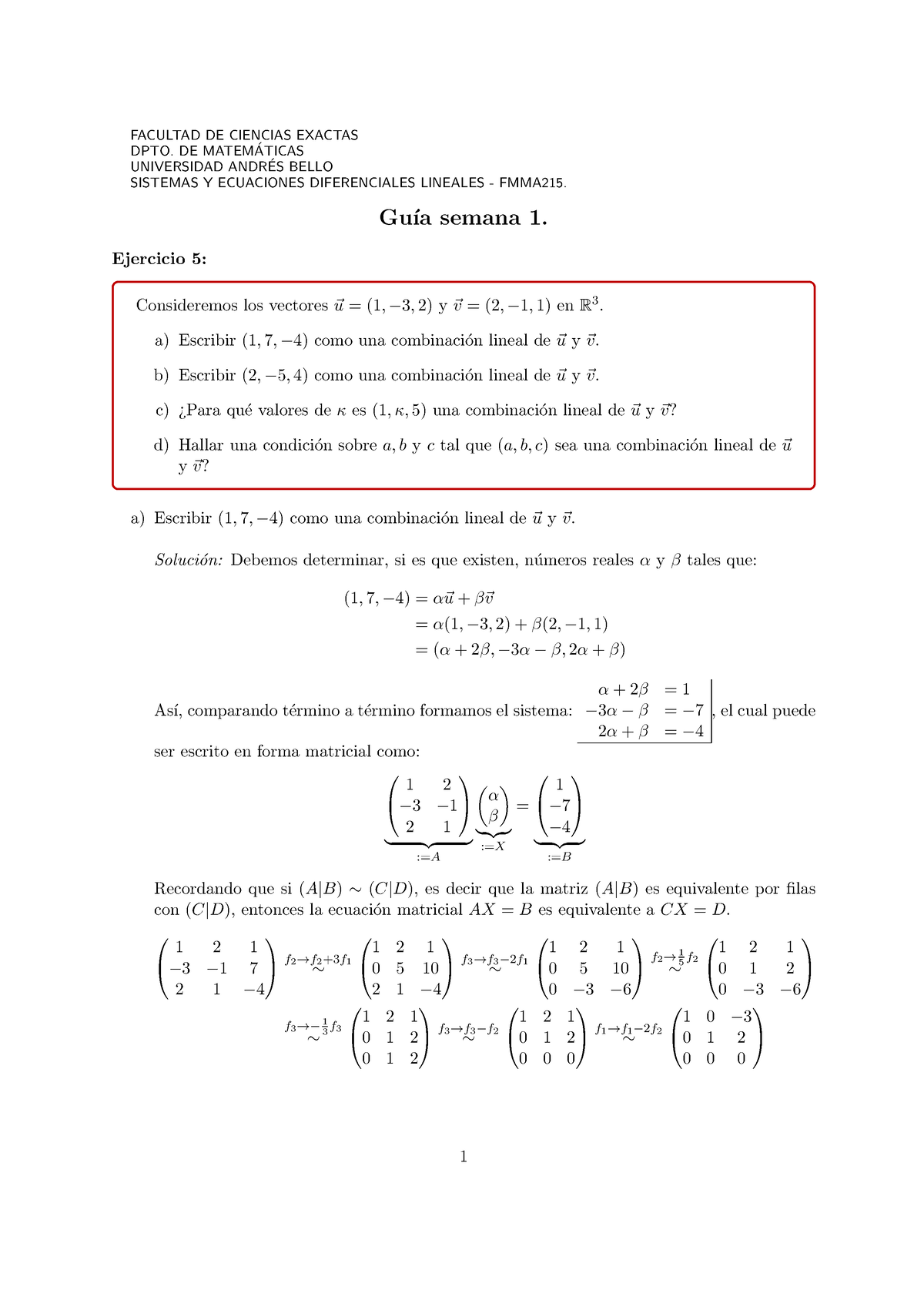 FMMA215 S1 Ejercicios - Solución - FACULTAD DE CIENCIAS EXACTAS DPTO ...