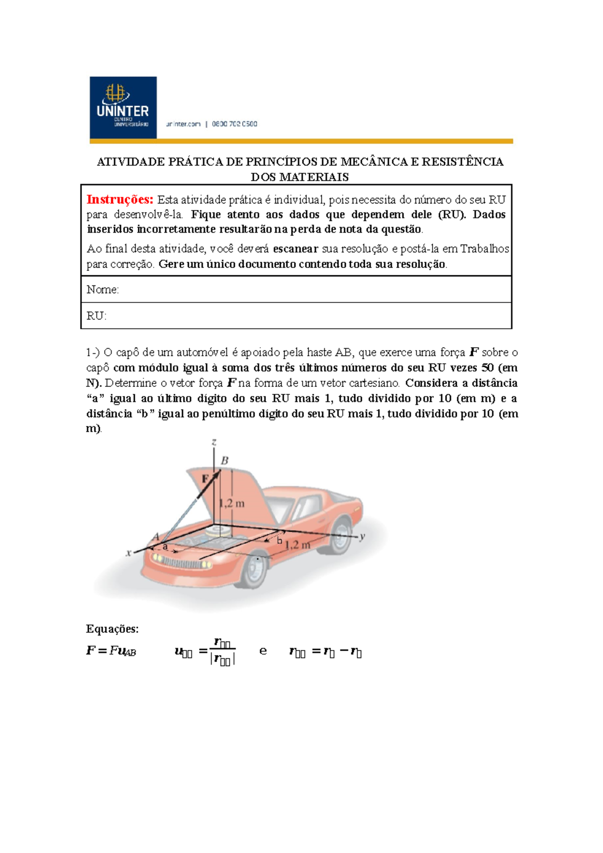 Atividade Pratica De Principios De Mecanica E Resistencia Dos Materiais