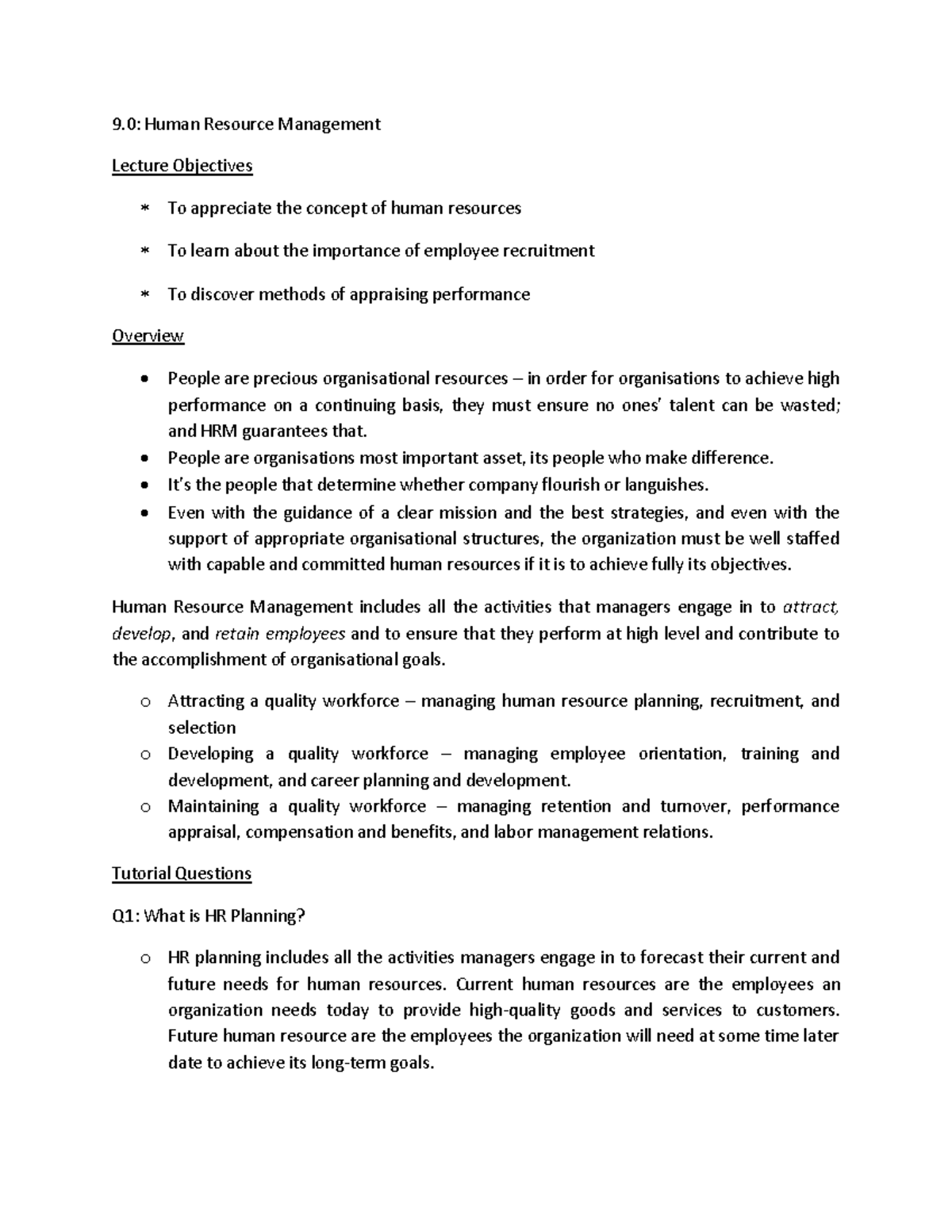 8.0 Human Resources Managemnet activity - 9: Human Resource Management ...