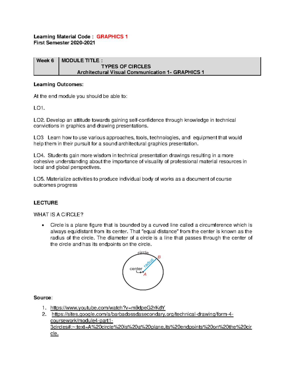 Week-6-graphics-1 - Lecture notes 1 - Learning Material Code : GRAPHICS ...