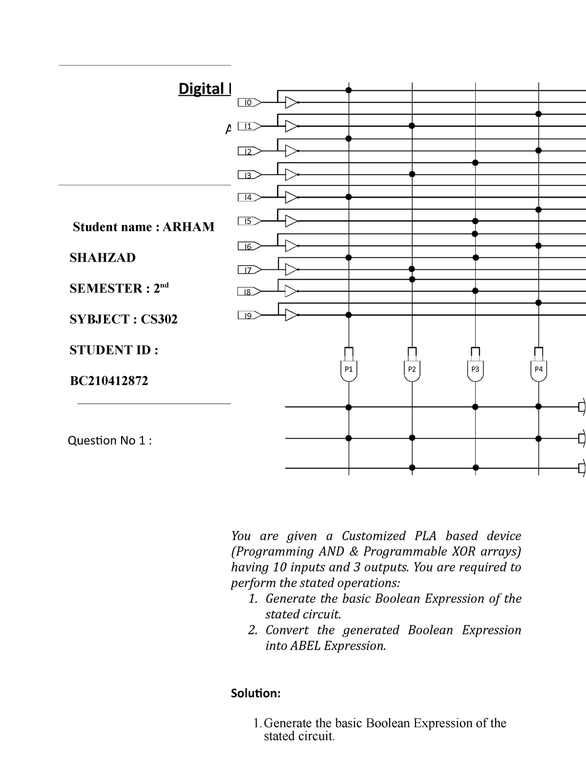 Cs302 - Mmmmmmmmmmmmmmmmmmmmmmm - Digital Logic Design (CS302 ...