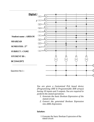 Spring 2023 CS302 P 1 - Digital Logic Design Practical (CS302P ...