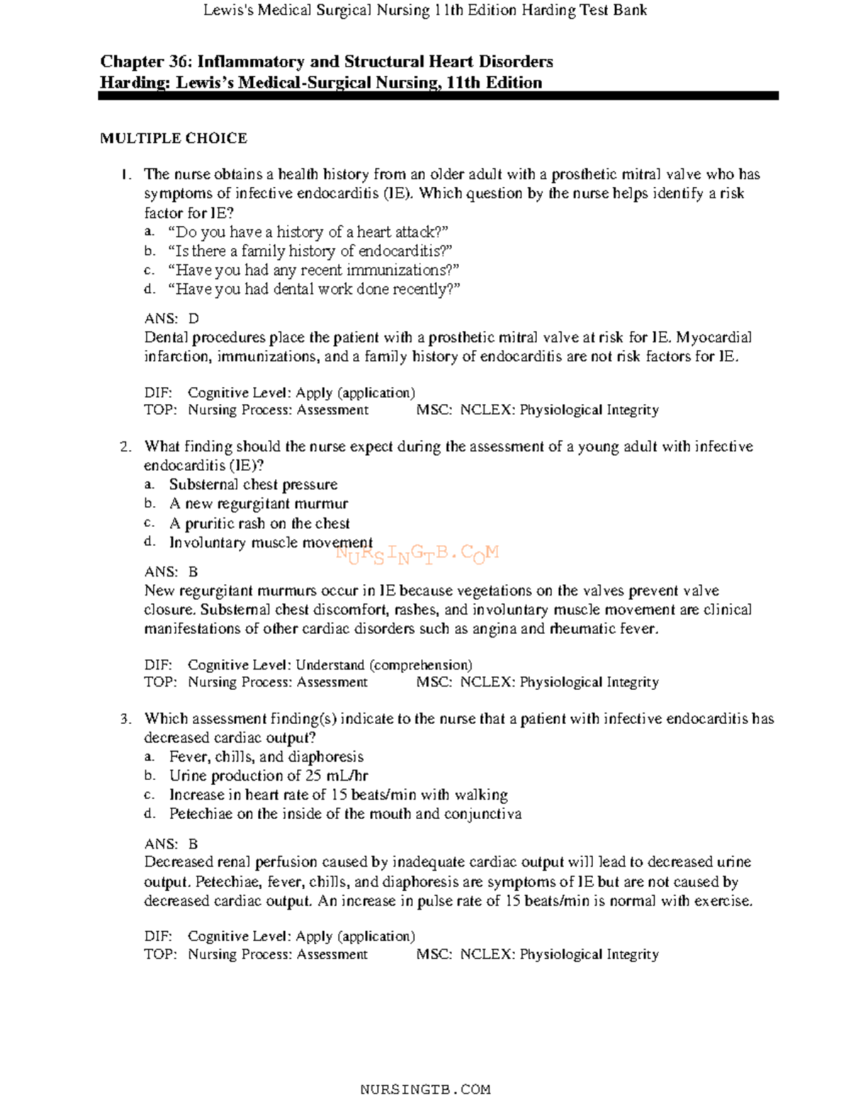 Chapter 36: Inflammatory And Structural Heart Disorders - NURSINGTB ...