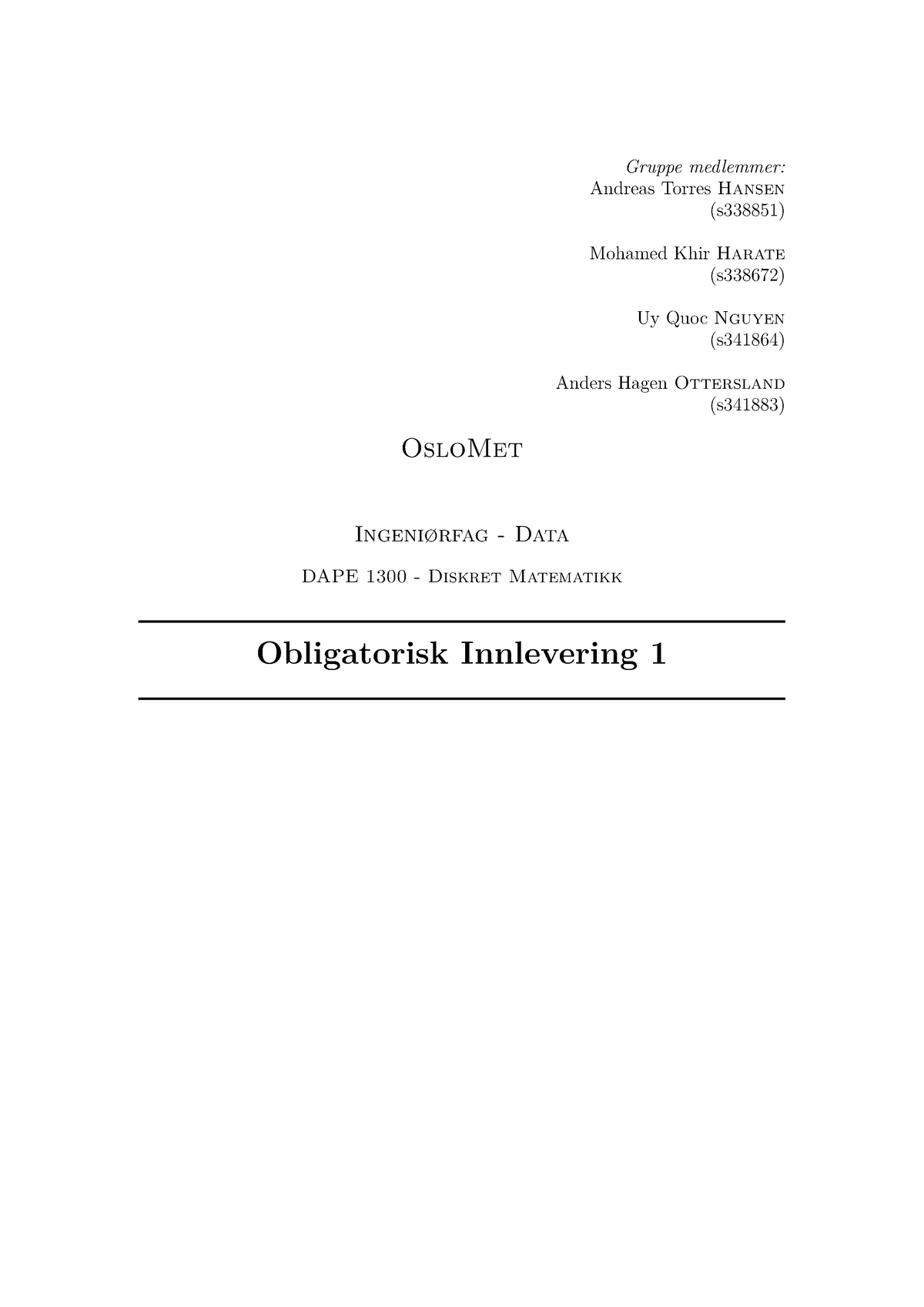 Obligatorisk Innlevering 1