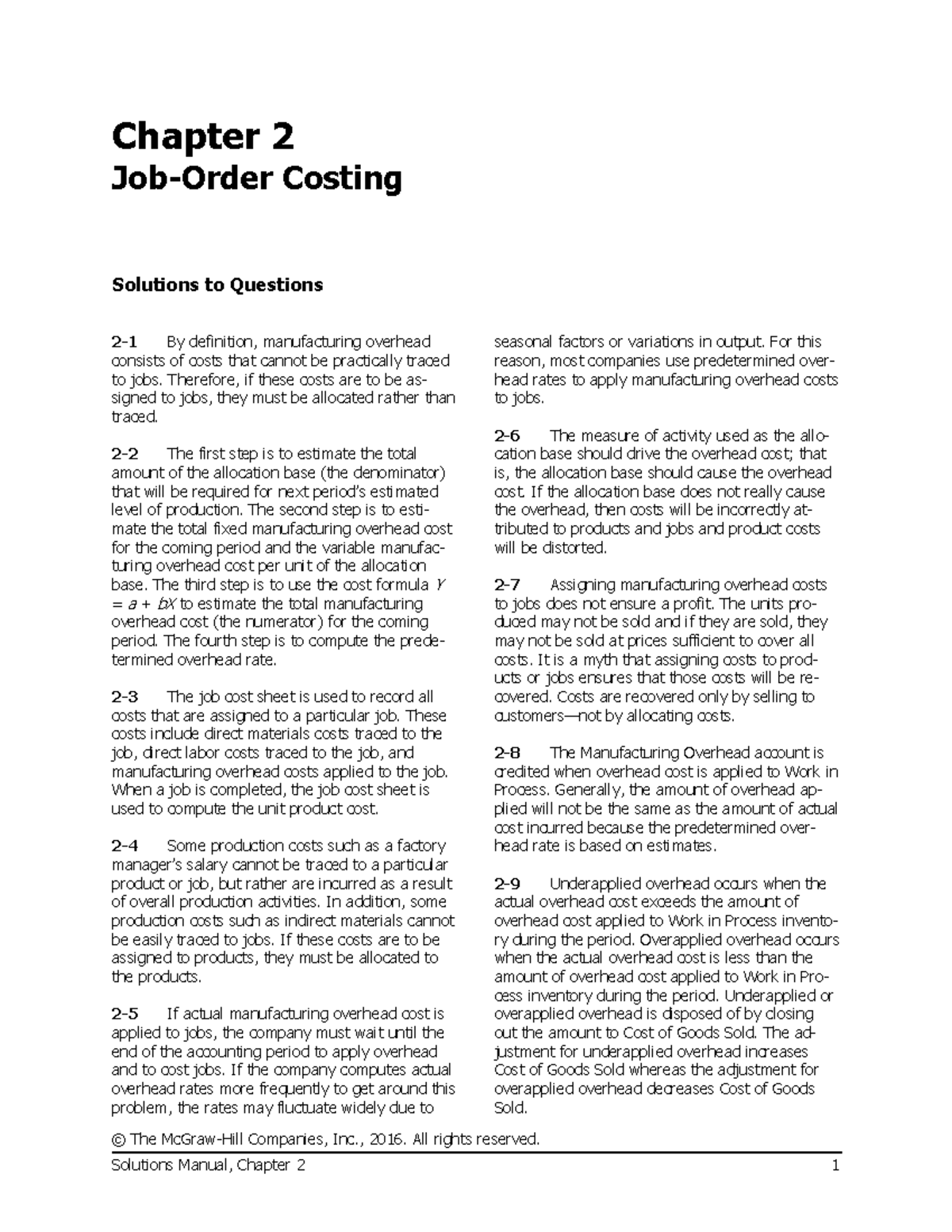 7e BGN CH02 SM - Test Bank - Chapter 2 Costing Solutions to Questions ...