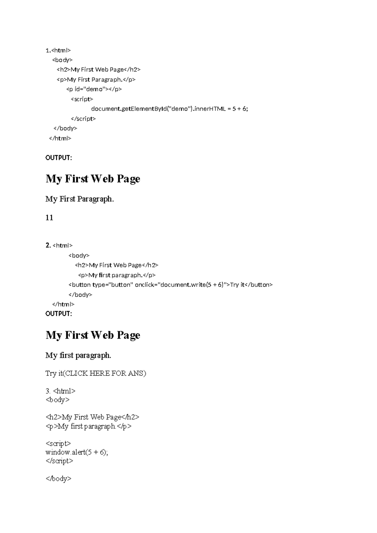 Javascript PGM - This is BCA document - 1. My First Web - Studocu