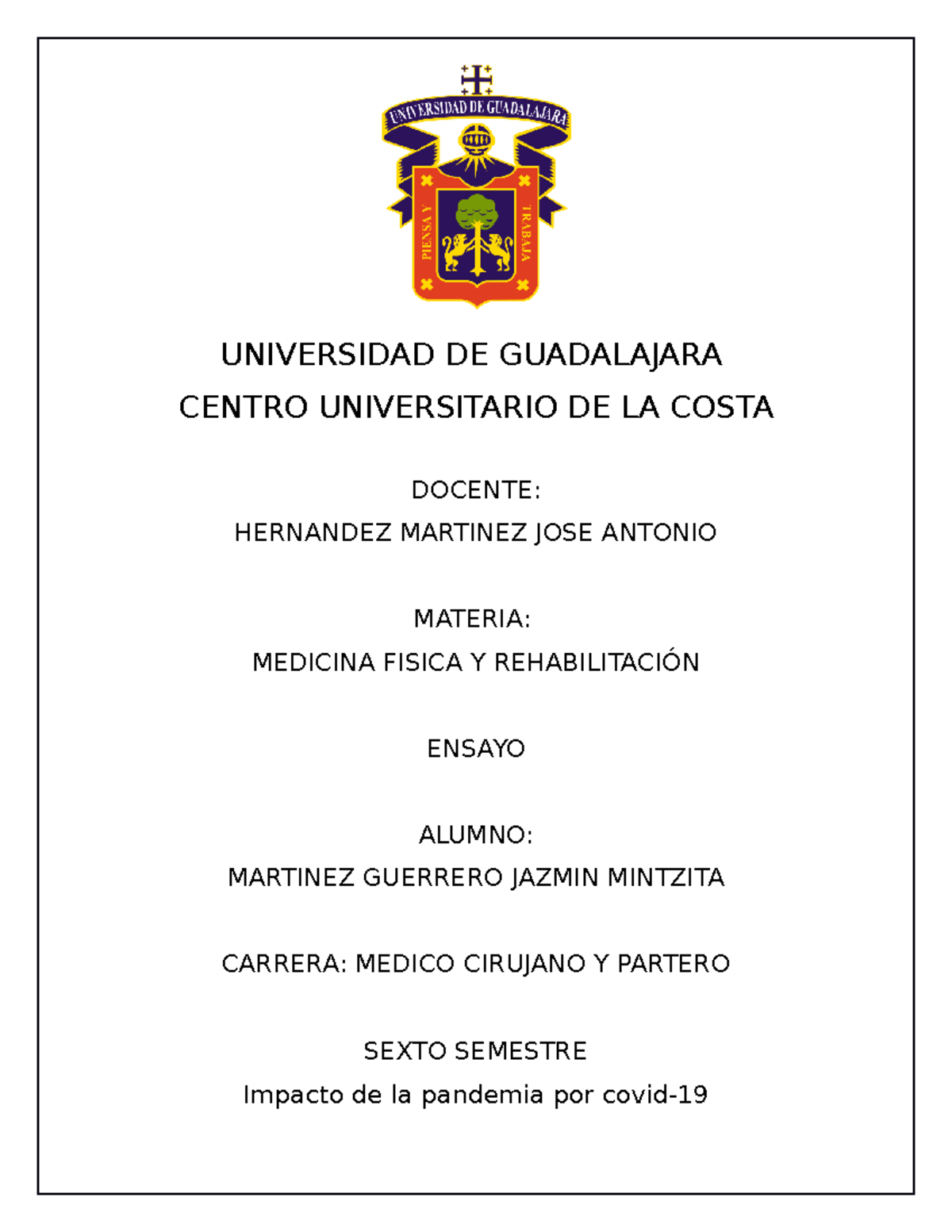 Ensayo del impacto de la pandemia por covid-19 - Seminario de ...