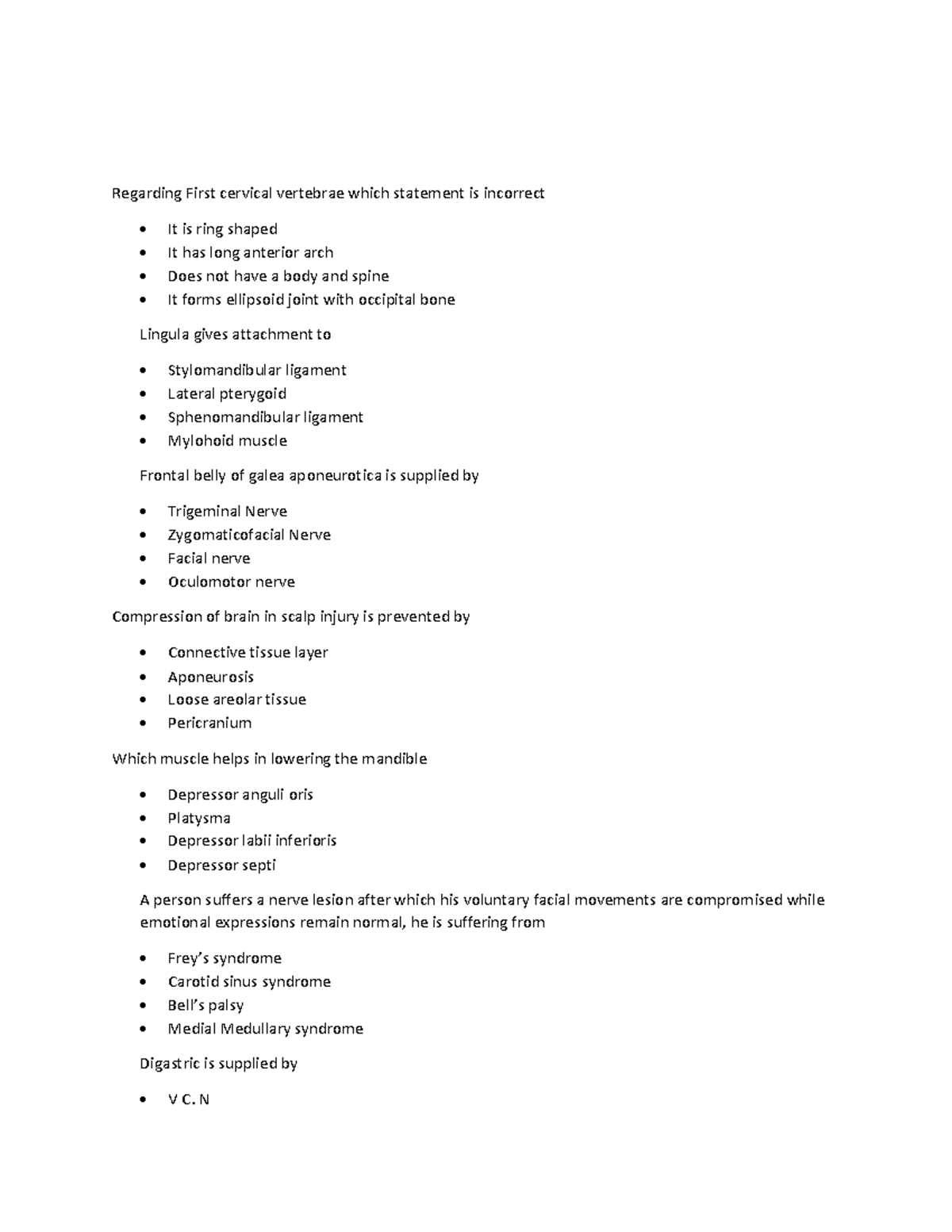 Head And Neck Test DLAB - head and neck anatomy bcqs - Regarding First ...