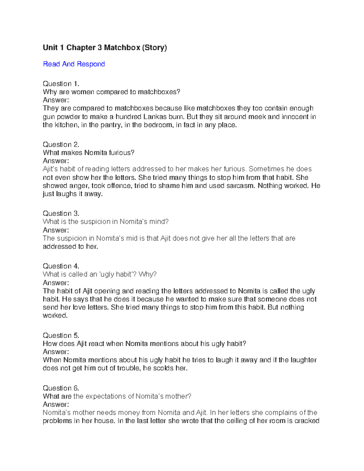 Matchbox - Why are women compared to matchboxes? Answer: They are ...