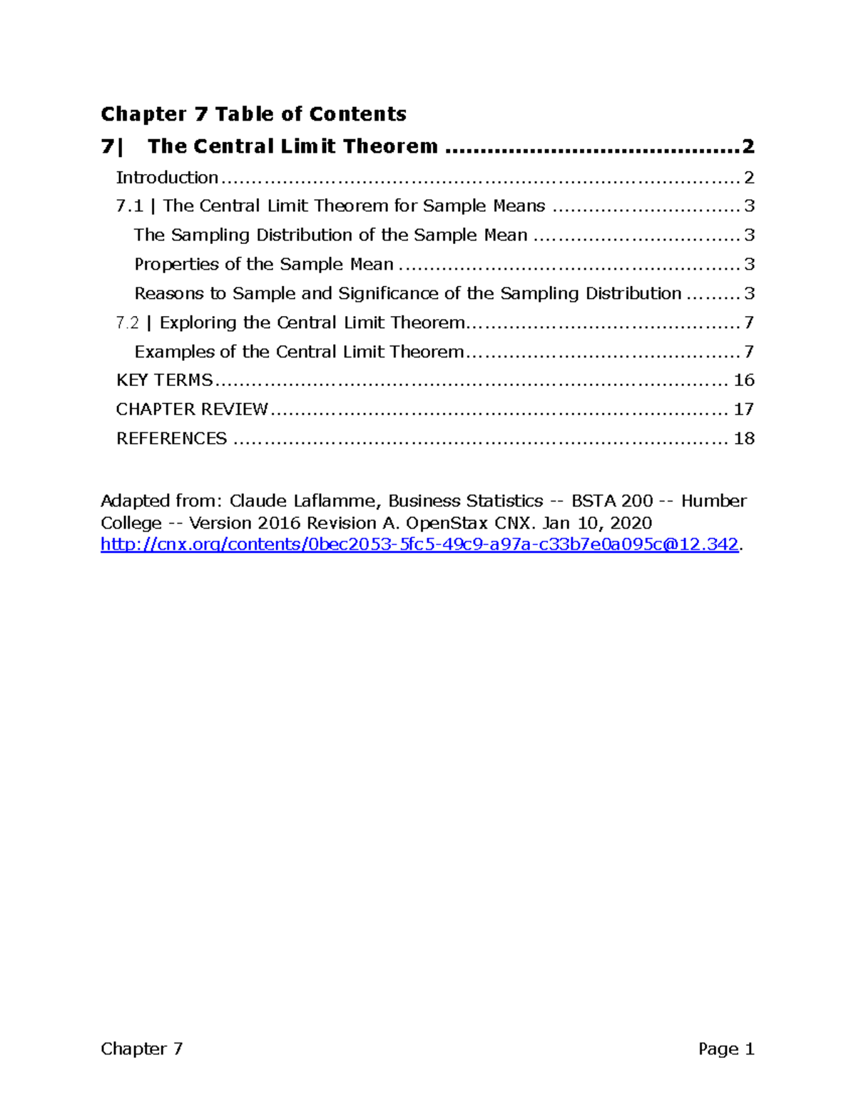 07 - THE Central Limit Theorem - Chapter 7 Table Of Contents 7| The ...