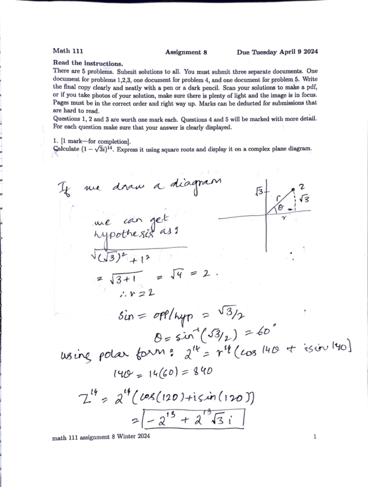 Assignment 8 - There are 5 problems. Submit solutions to all. You must ...