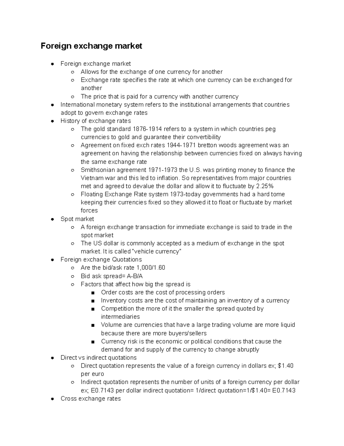 IBUS chapter 10 - Foreign exchange market. Talks a lot about currency ...