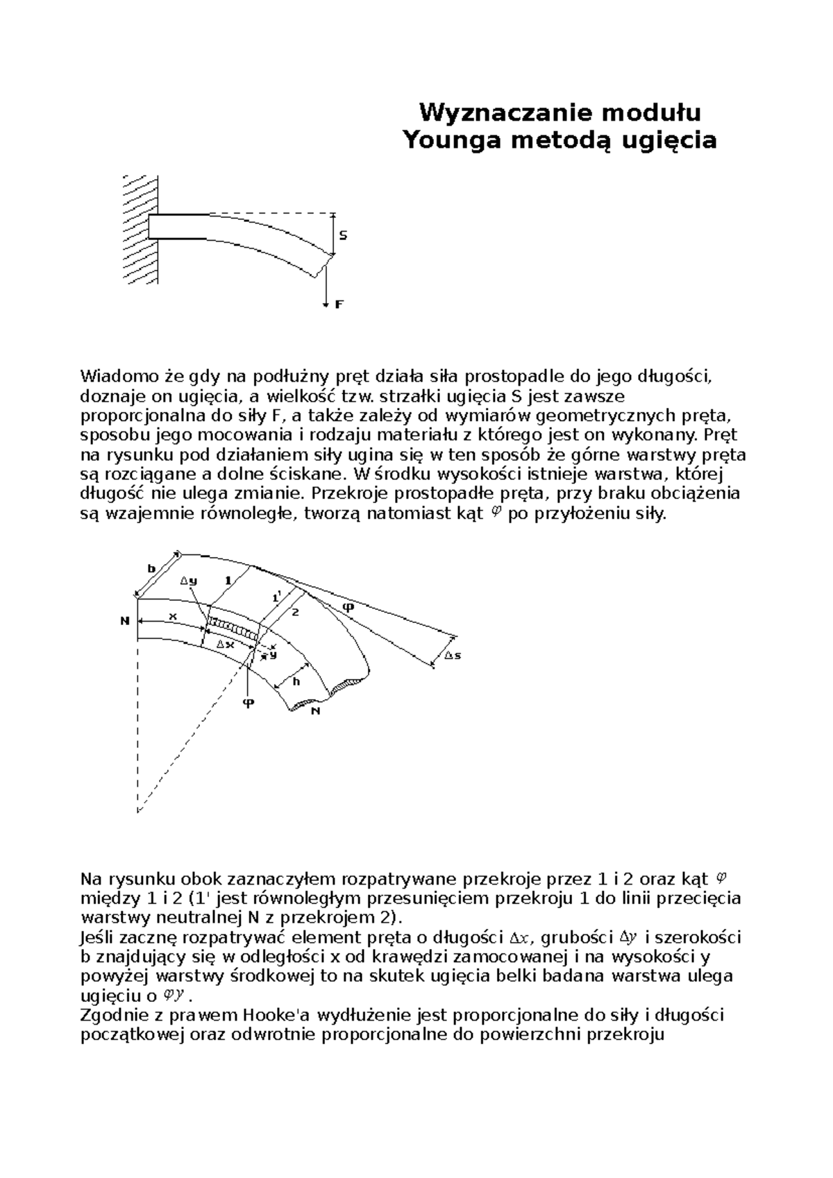 Wyznaczanie Modułu Younga Metodą Ugięcia - Wyznaczanie Modułu Younga ...