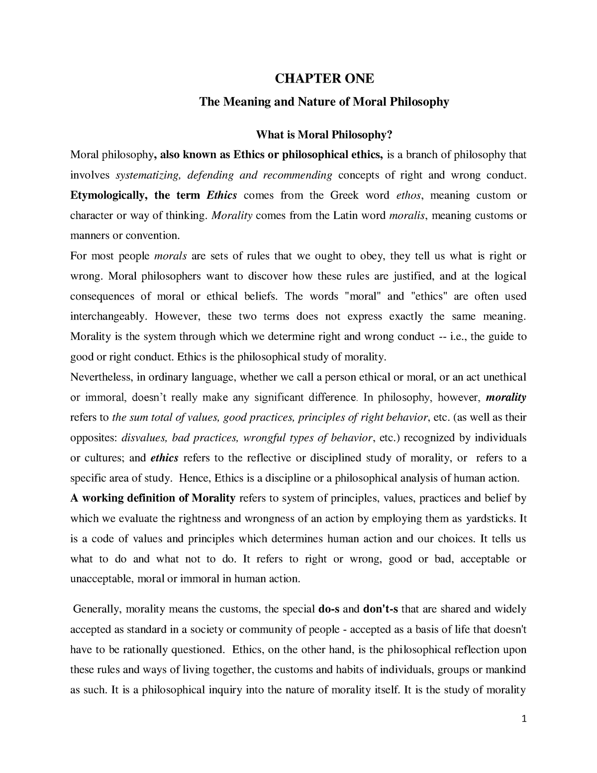 What Is Moral Philosophy Definition