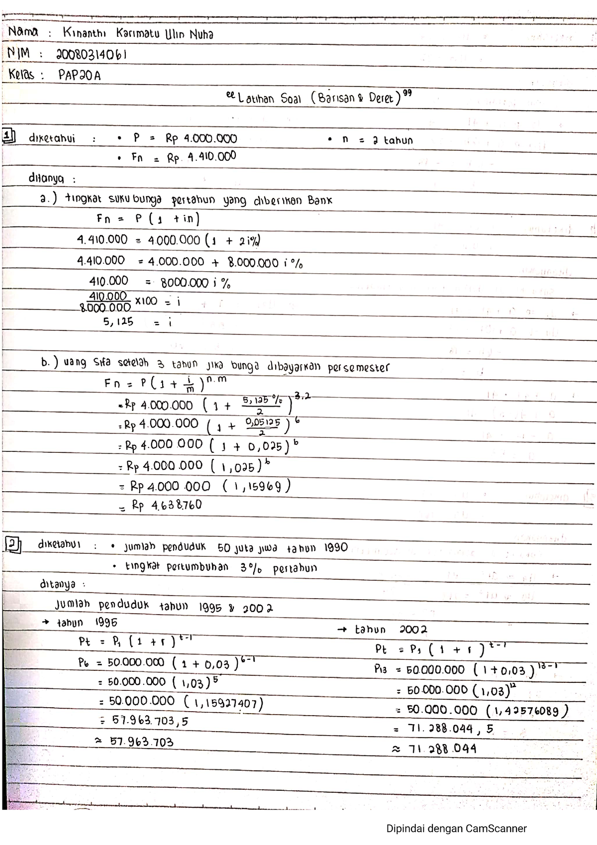 Latihan Soal Barisan Dan Deret - Matematika Ekonomi - Studocu