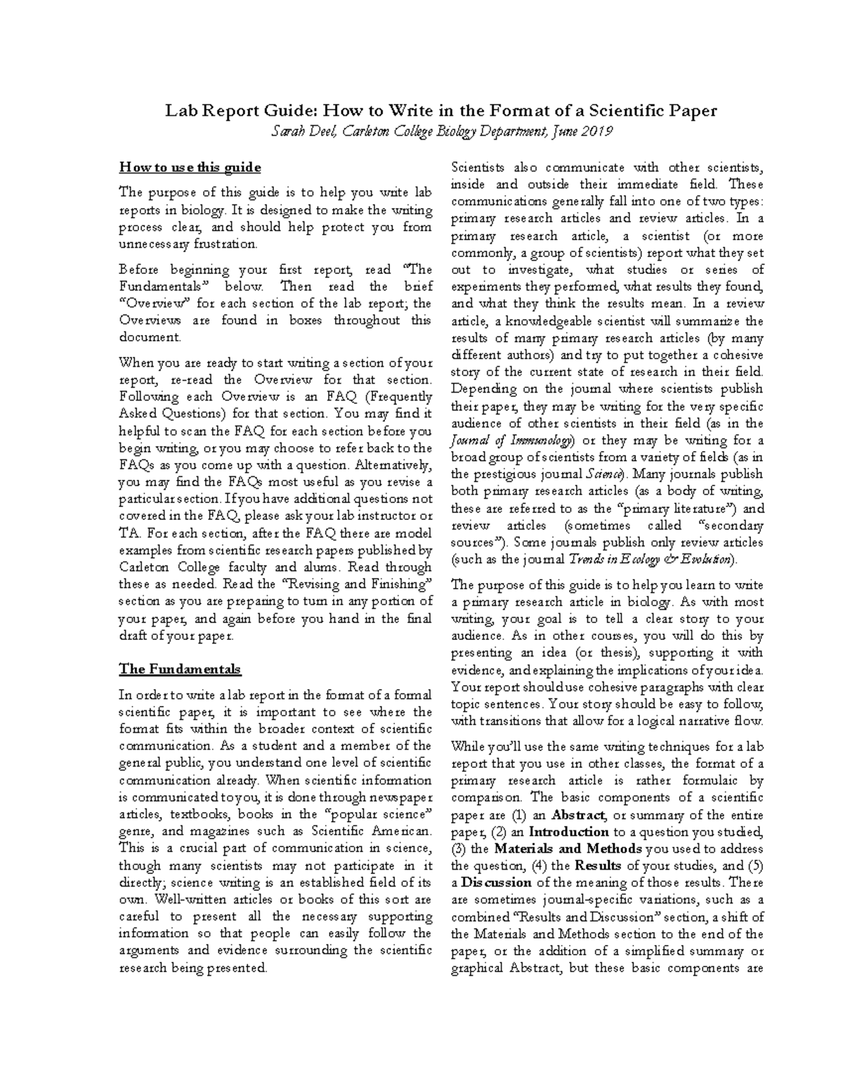 Lab report guid - Lab Report Guide: How to Write in the Format of a ...