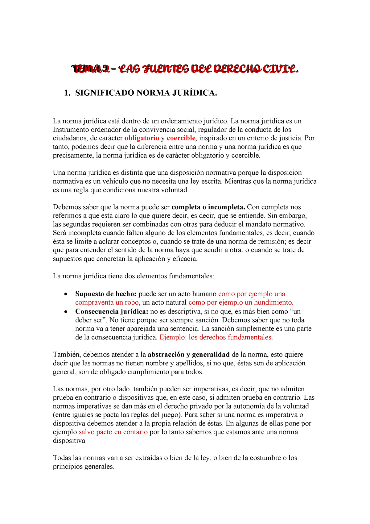 Tema 2 Fuentes Del Derecho Ii Tema 2 Las Fuentes Del Derecho Civil 1 Significado Norma 2721