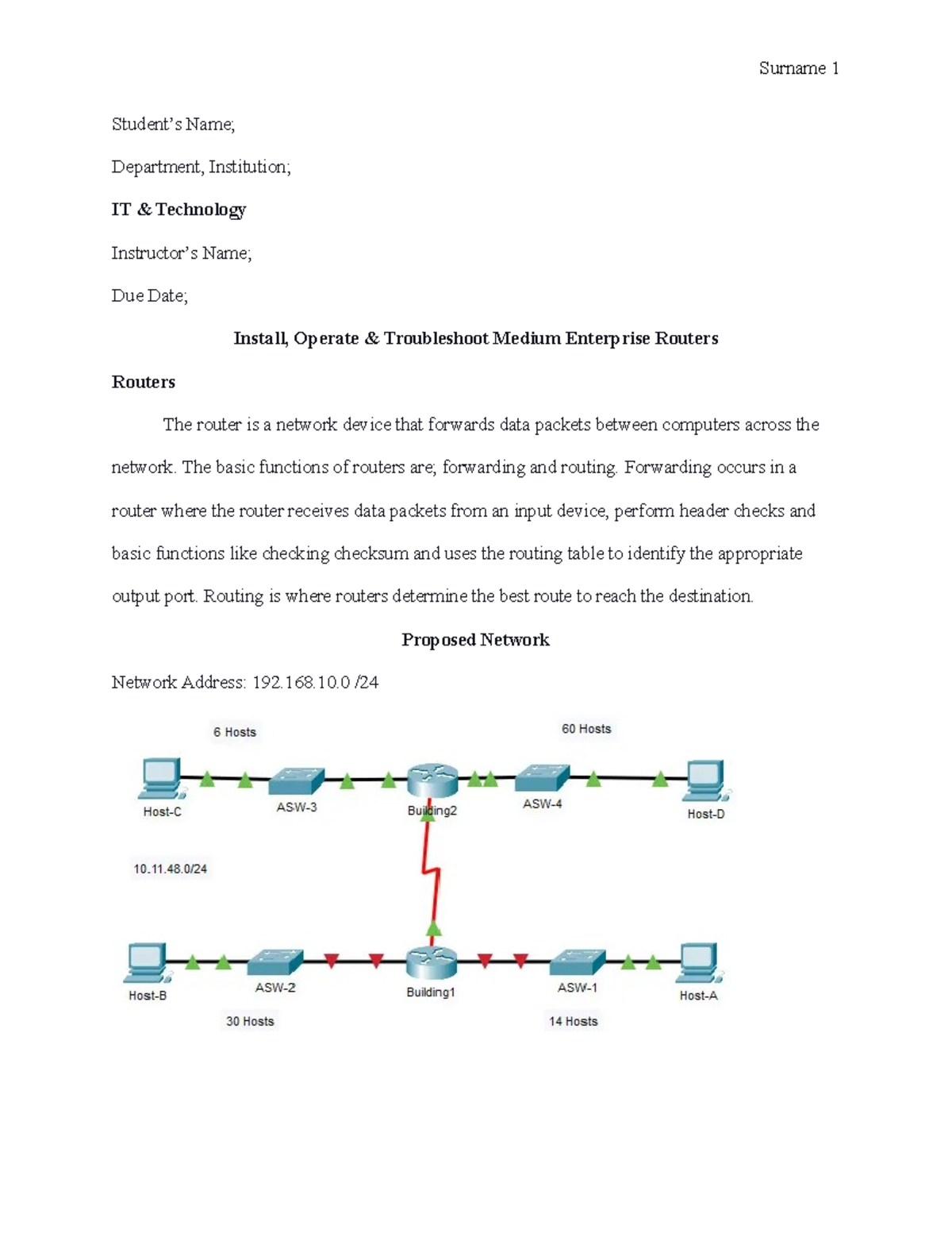 Routing - Student’s Name; Department, Institution; IT & Technology ...