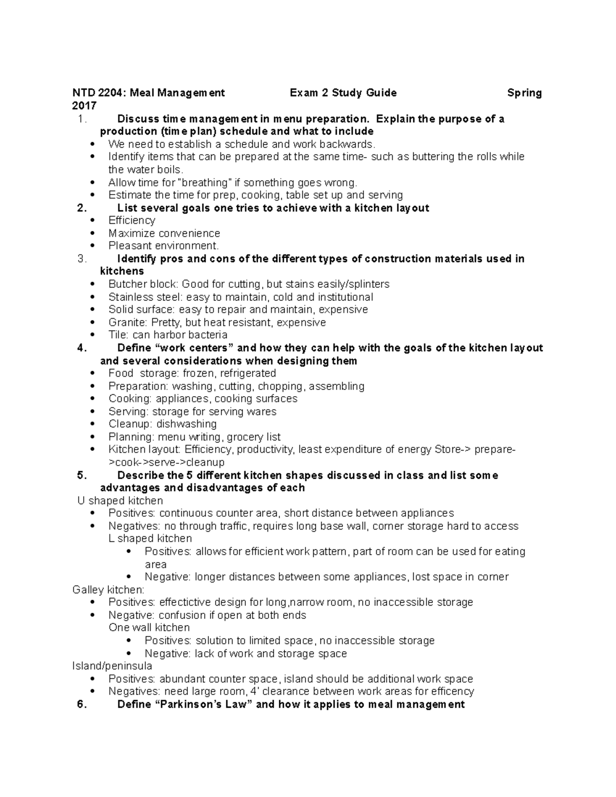 Study guide exam 2 - NTD 2204: Meal Management Exam 2 Study Guide - Studocu