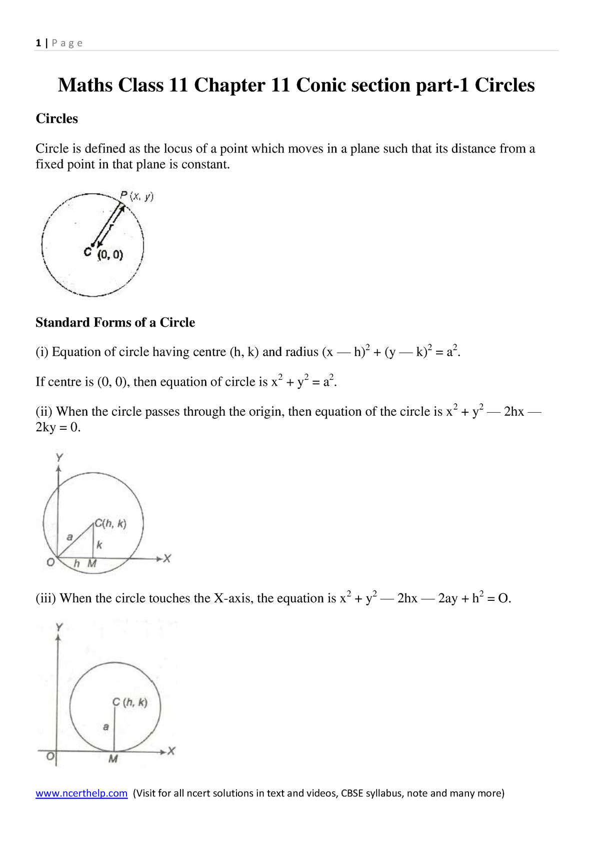 maths-notes-and-definitions-class-11-chapter-11-conic-section-part-1