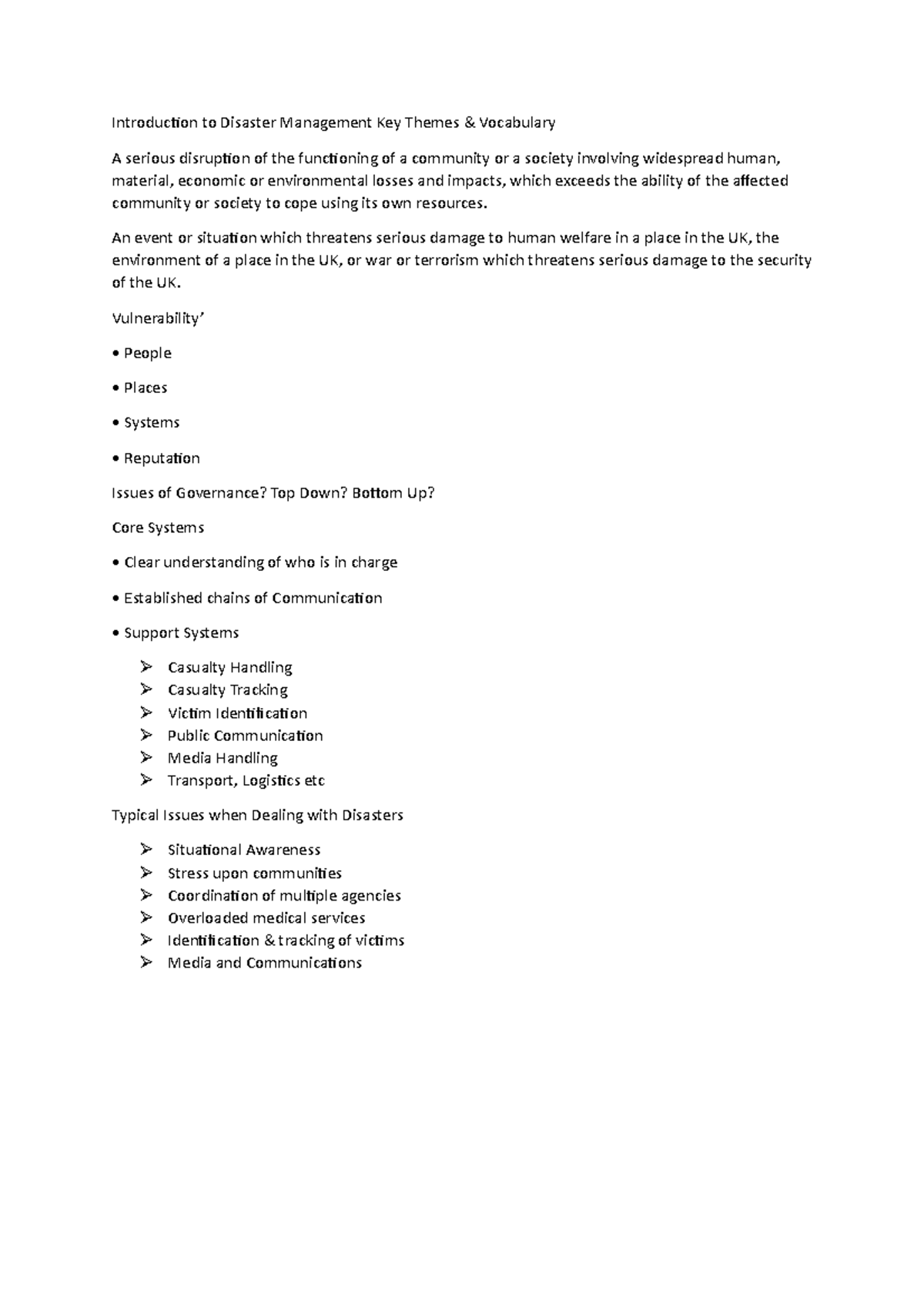 Introduction to disaster management - An event or situation which ...