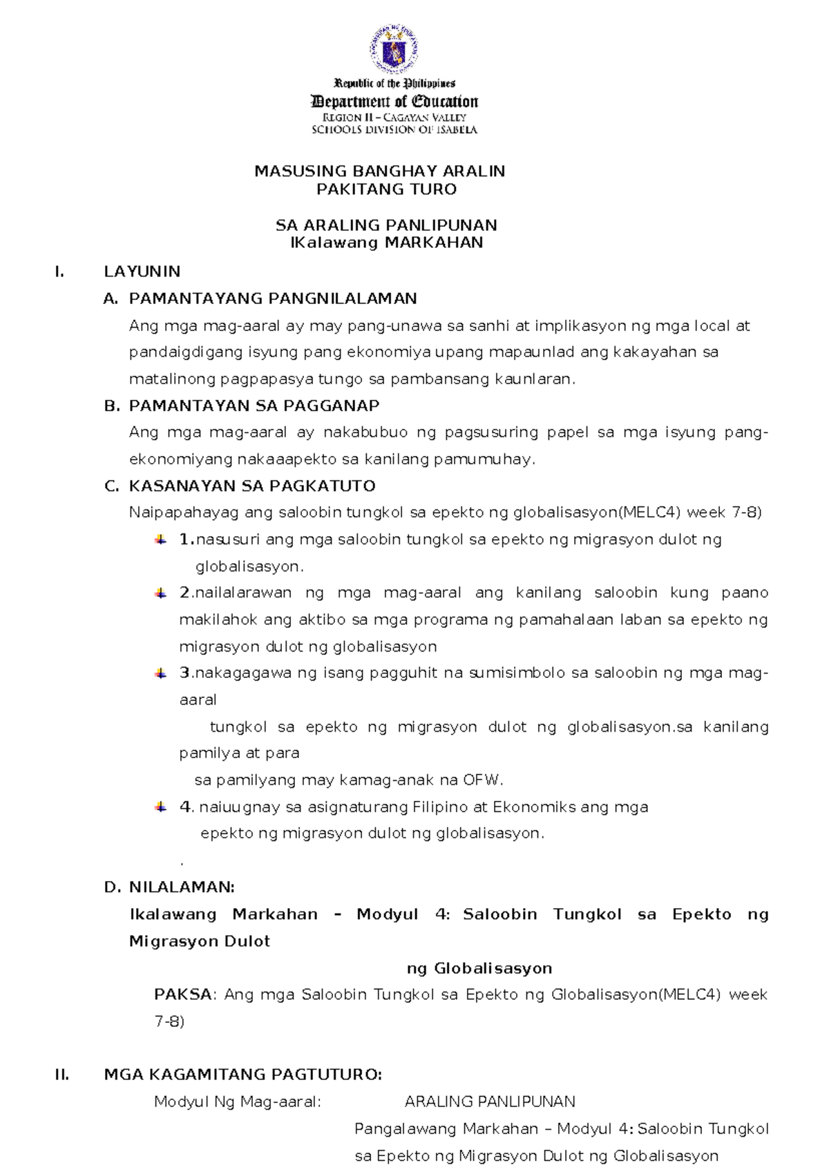 2nd Quarter Co Ap Masusing Banghay Aralin Pakitang Turo Sa Araling Panlipunan Ikalawang 1815