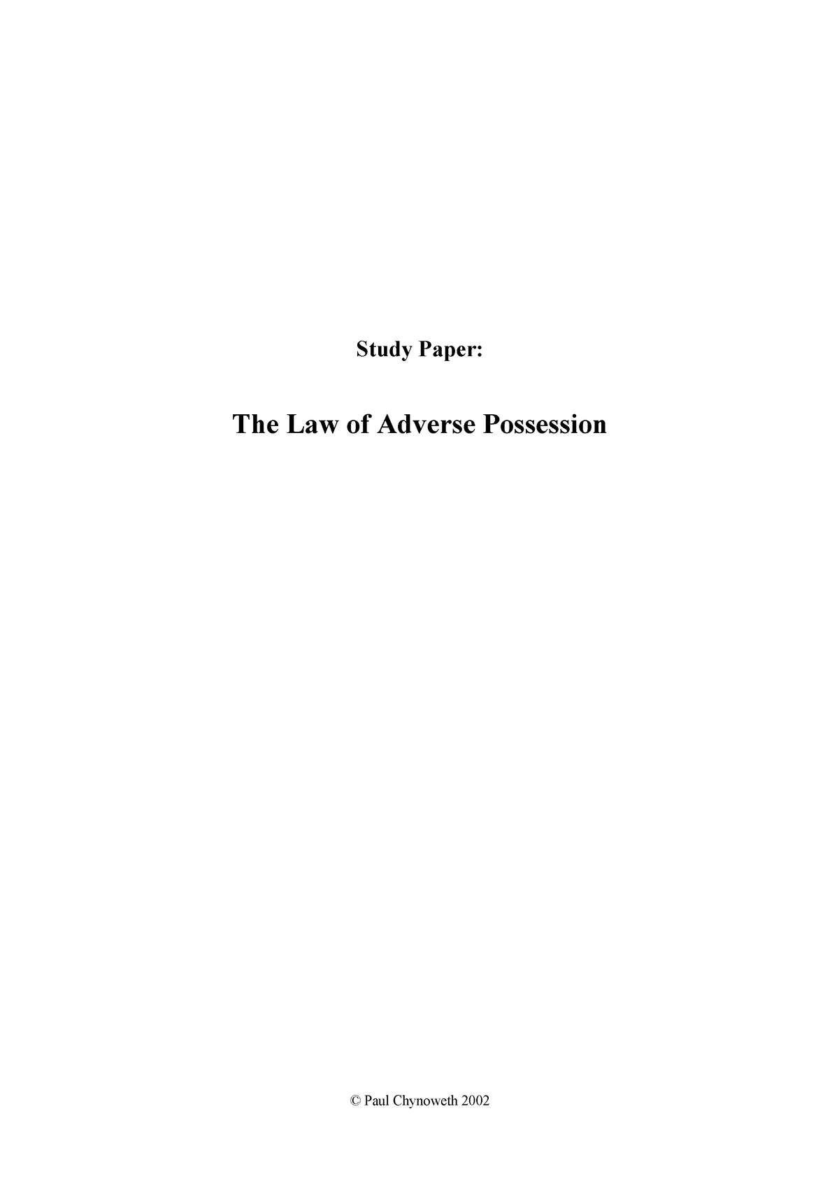 Adverse- Possession(SP) - Study Paper: The Law Of Adverse Possession ...