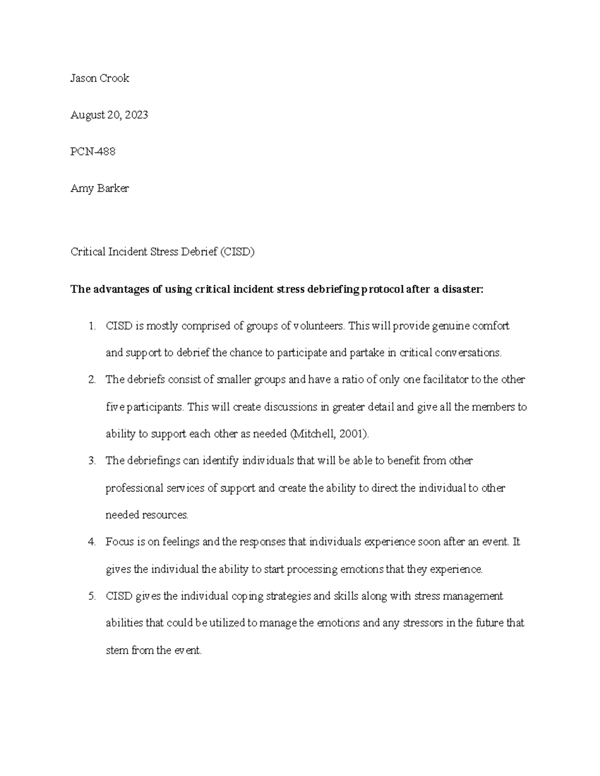 CISD CISD Jason Crook August 20 2023 PCN Amy Barker Critical