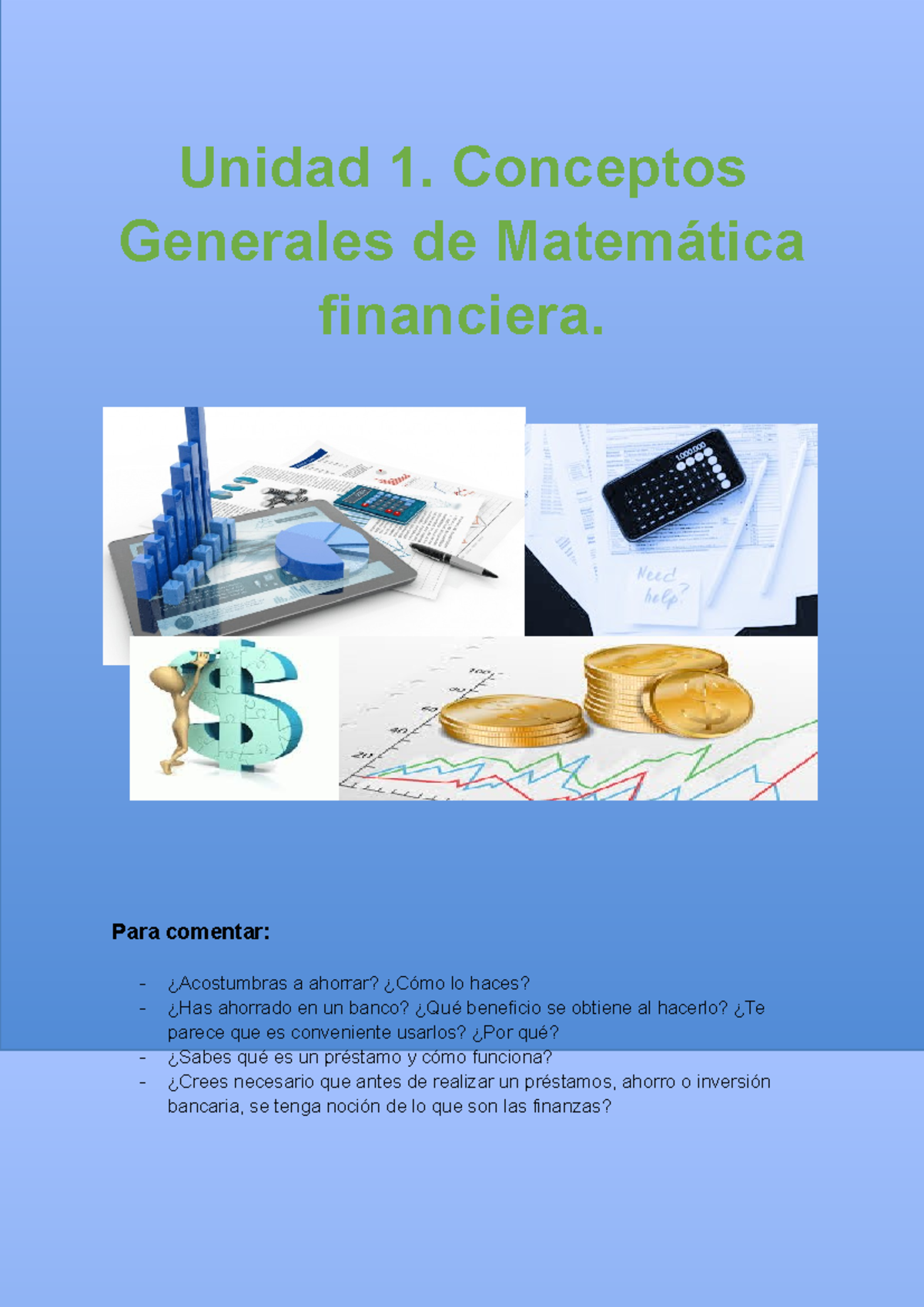 Matemática Financiera - Unidad 1. Conceptos Generales De Matemática ...