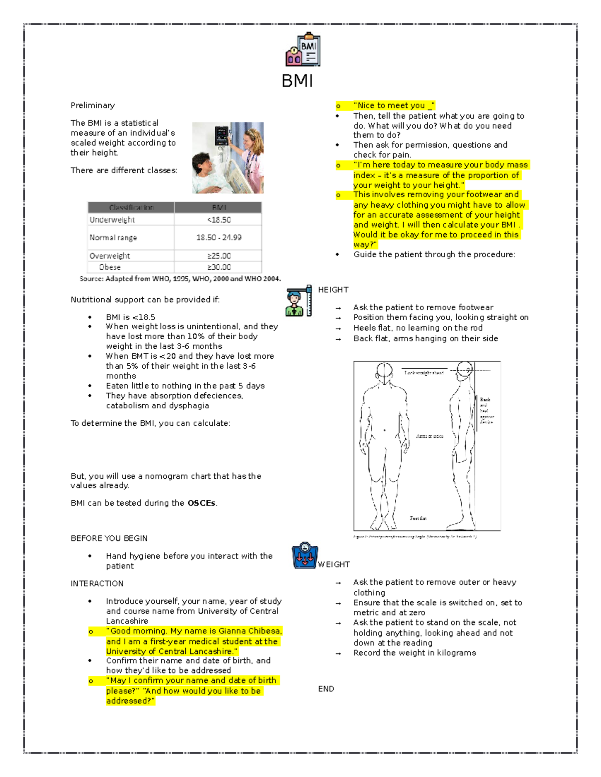 Body Mass Index & Vitals - BMI Preliminary The BMI is a statistical ...