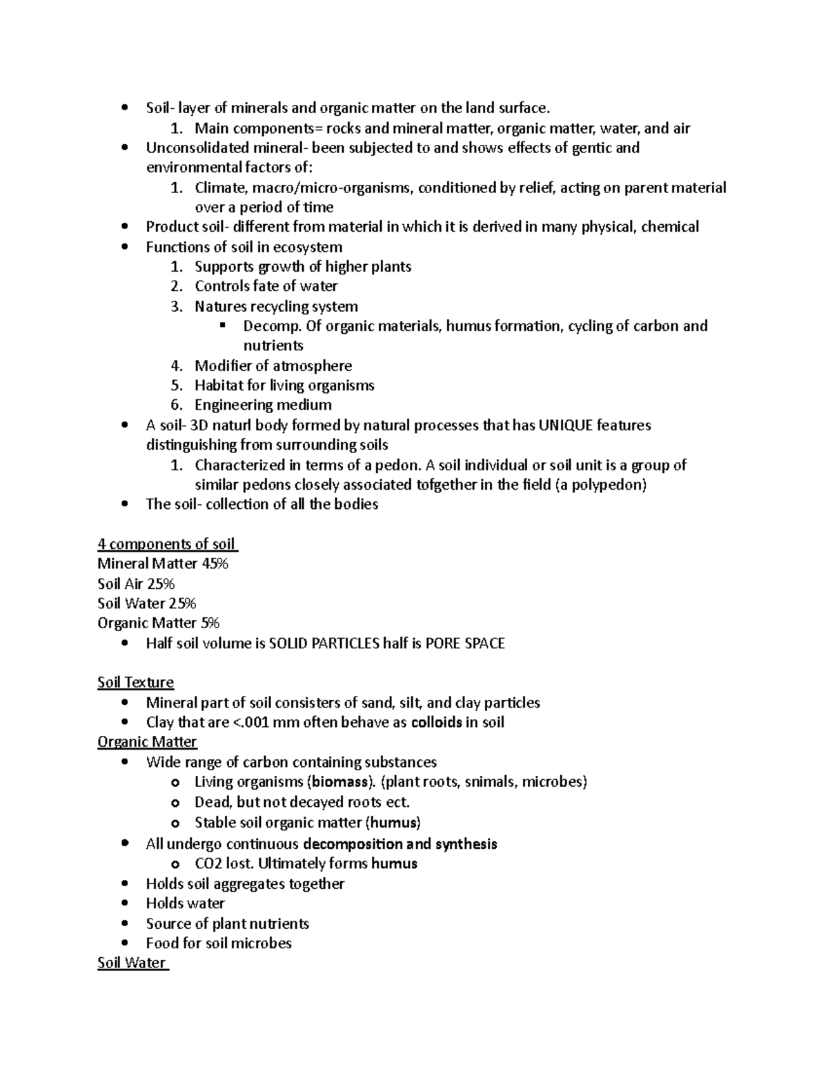 Soils 101 exam 1 study guide - layer of minerals and organic matter on ...