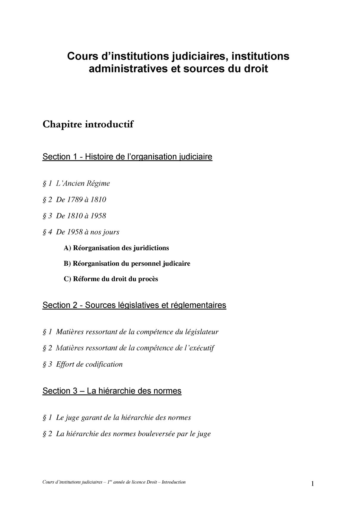 Plan IJA Semestre 1 - Cours D’institutions Judiciaires, Institutions ...