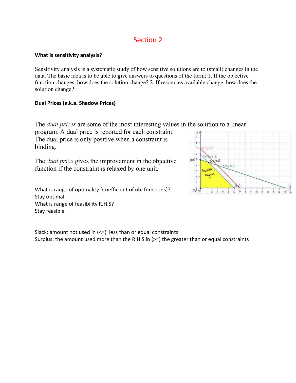 Section 2-sesntivity analysis - Section 2 What is sensitivity analysis ...