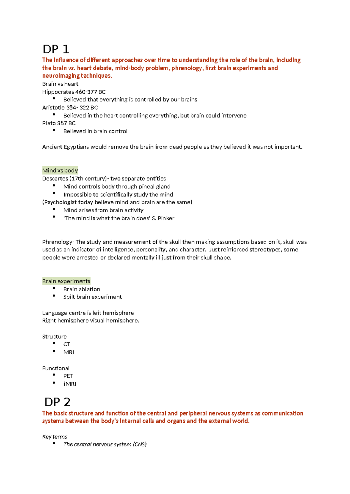 Psych unit 1 AOS 1 full notes - DP 1 The influence of different ...