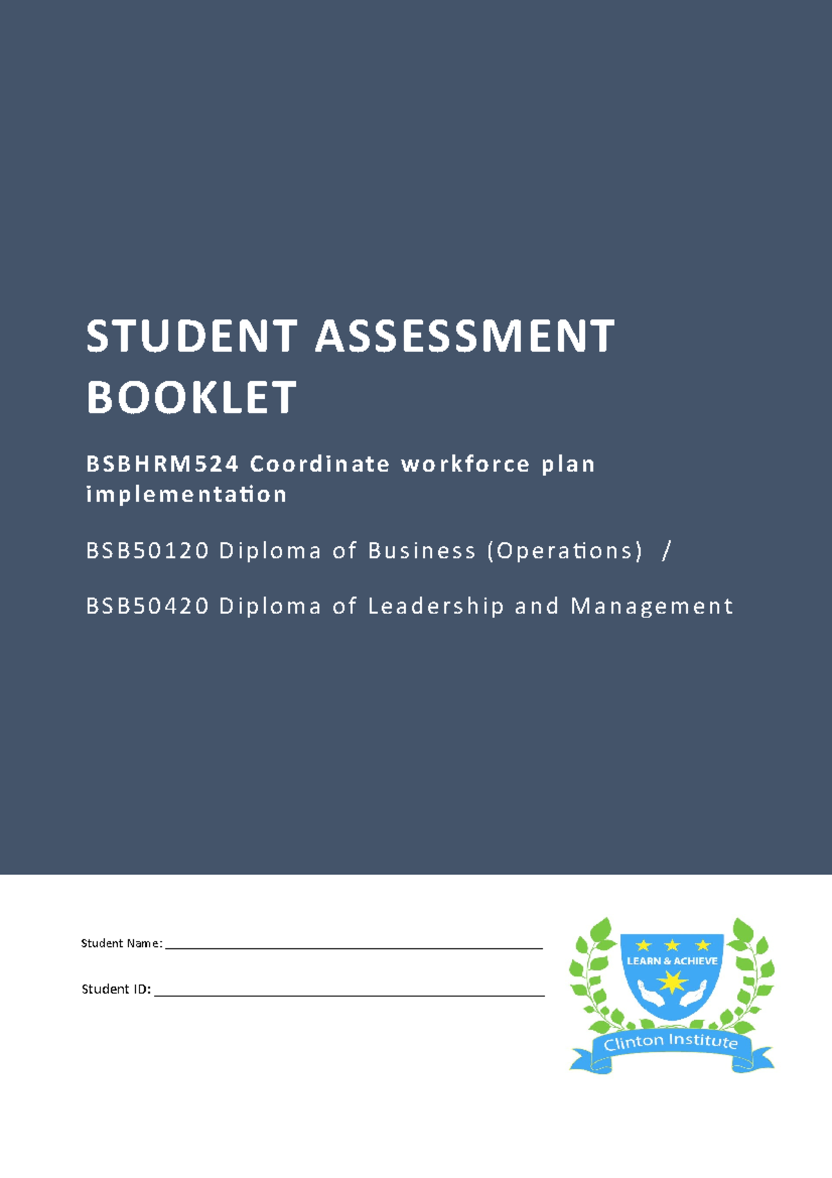 Bsbhrm 524 Student Assessment Booklet V1 - STUDENT ASSESSMENT BOOKLET B ...