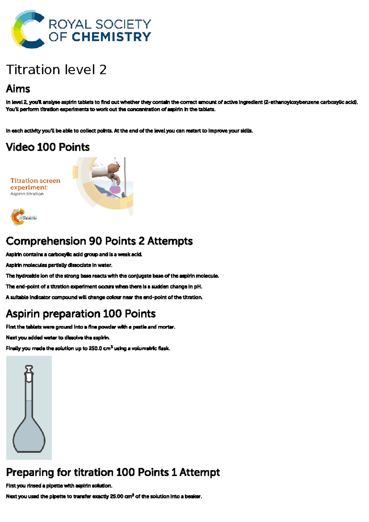 titration screen experiment level 2 answer key