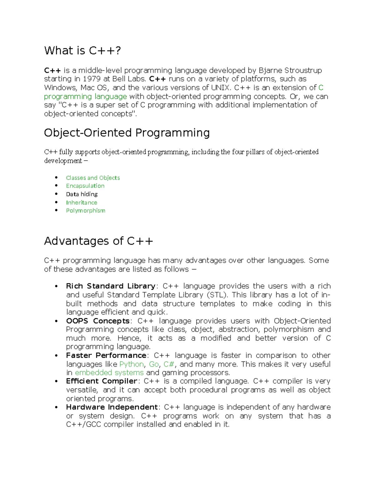 Object C++ Program - C++ - What is C++? C++ is a middle-level ...