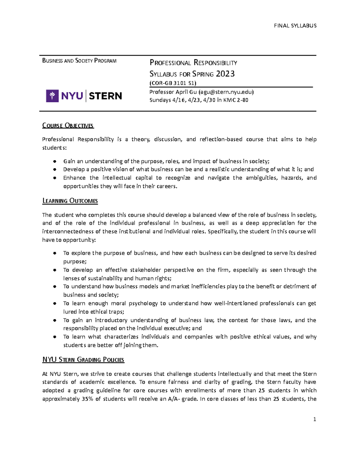 Professional Responsibility Spring 2023 Business And Society Program