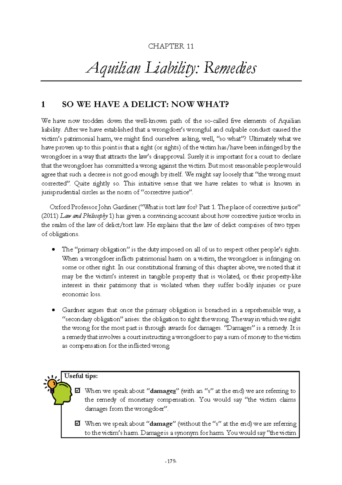 Critical Delict Chapter 11 - Remedies - CHAPTER 11 Aquilian Liability ...
