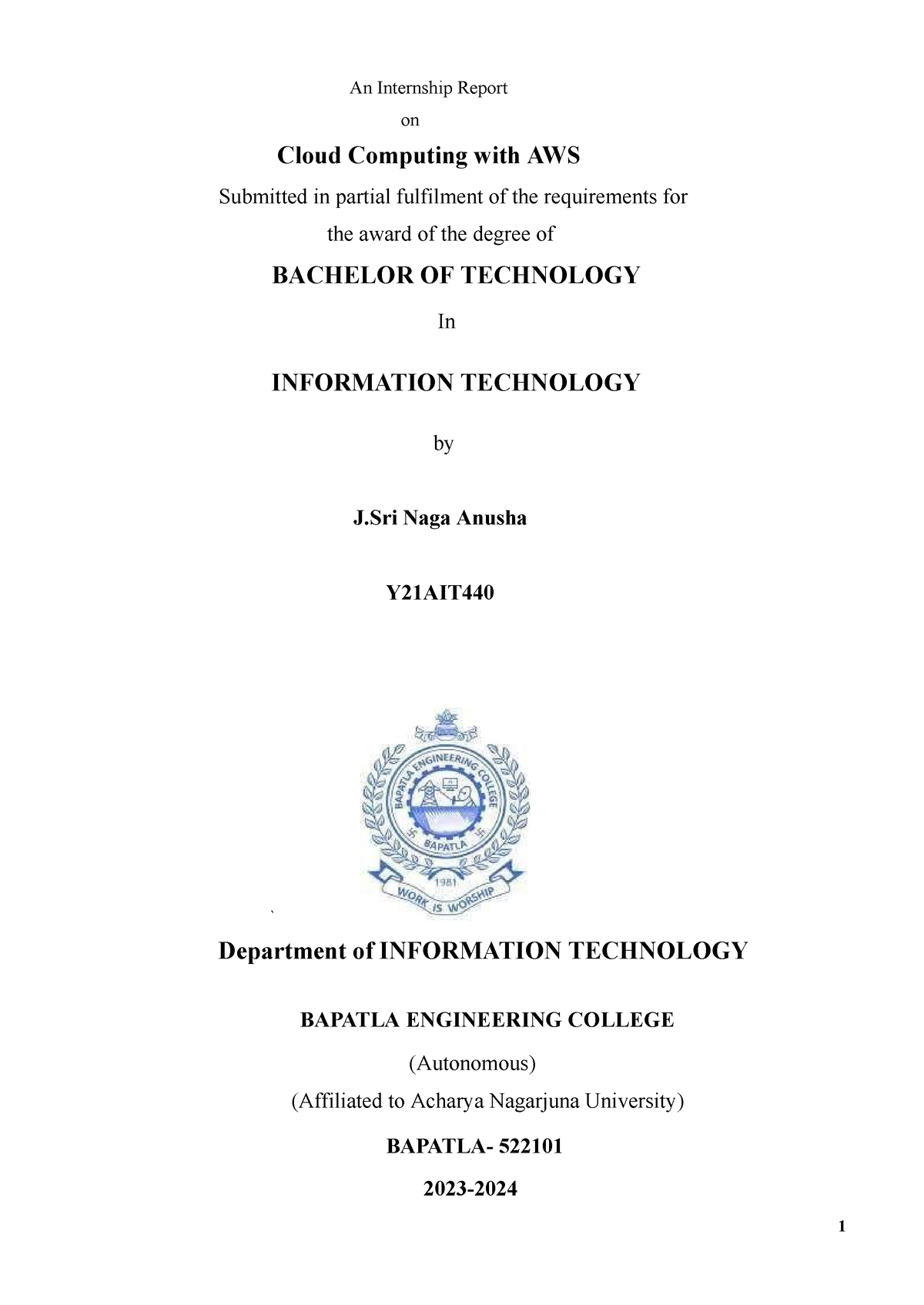 Reportintern (1) - Summary Information Technology - An Internship 