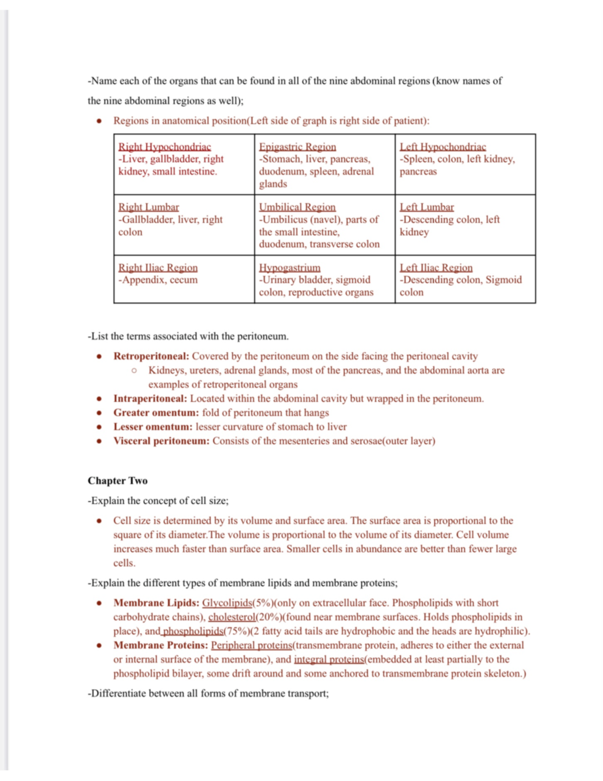 Anatomy Exam 1 Pg 3 - Each Of The Organs That Can Be Found In All Of ...