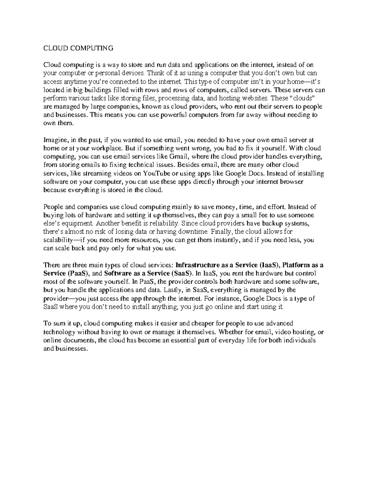 Cloud Computing Cloud Computing Cloud Computing Is A Way To Store And